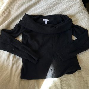 Soft black off the shoulder sweater